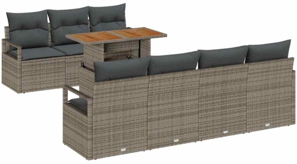 vidaXL Garten-Sofa-Set mit Kissen mit Kissen 8 pcs Grau und Braun 3349670