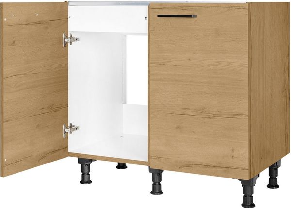nobilia® Spülenschrank "Structura", vormontiert, mit höhenverstellbaren Sockelfüßen, Breite 90 cm