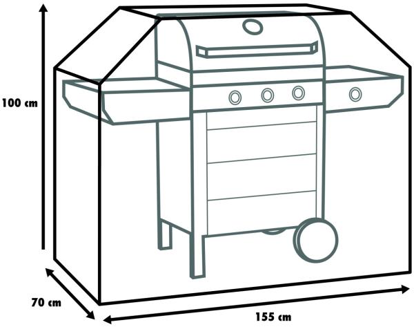 Primaster Schutzhülle für Gasgrills, Polyester schwarz, 155 x 70 x 110 cm