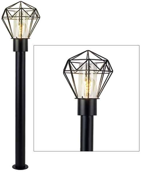 LED Stehleuchte, Edelstahl, Gitter, schwarz, H 100 cm