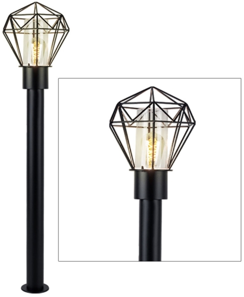 LED Stehleuchte, Edelstahl, Gitter, schwarz, H 100 cm