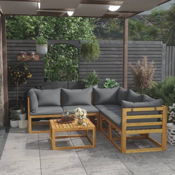 vidaXL 6-tlg. Garten-Lounge-Set mit Auflagen Massivholz Akazie 3057612