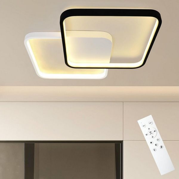 ZMH LED Deckenleuchte Schwarz-weiß Modern Wohnzimmerlampe für Schlafzimmer, LED fest integriert, 3000-6000k, Stufenloses Dimmen Anwendungsbereich Modernes Design