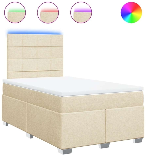 vidaXL Boxspringbett mit Matratze Creme 120x200 cm Stoff 3292760
