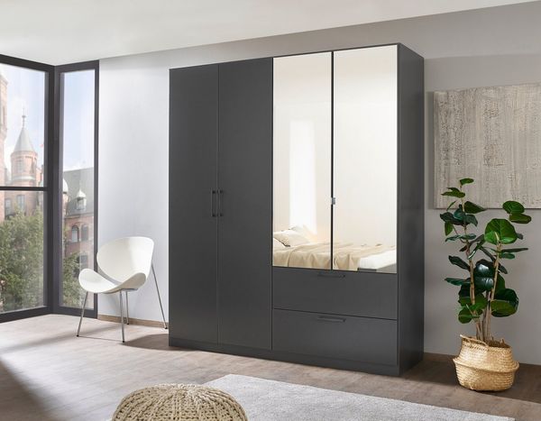 INOSIGN Drehtürenschrank Kleiderschrank Schrank Garderobe Wäscheschrank CHALLENGER mit Spiegeltüren und geräumigen Schubladen MADE IN GERMANY