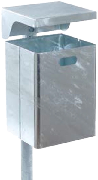 Schake Rechteck- Abfallbehälter 40l mit Dach und Standpfosten ohne Ascher feuerverzinkt
