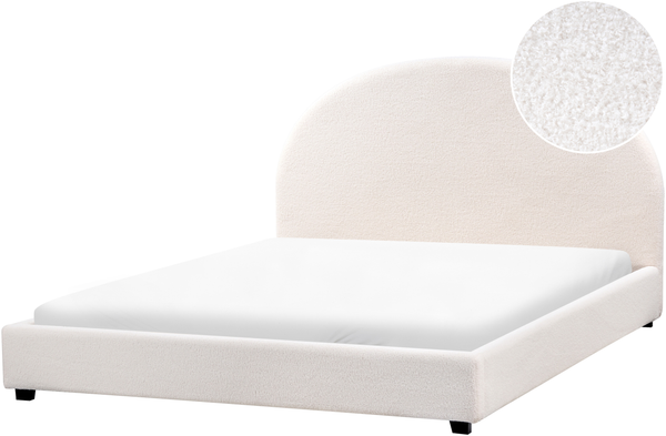 Bett mit Lattenrost Bouclé VAUCLUSE 160 x 200 cm Cremeweiß