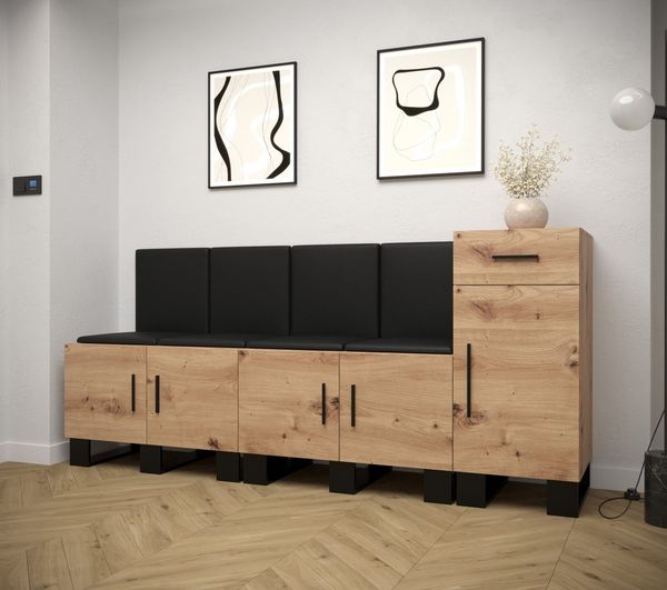 ABIKS MÖBEL Garderoben-Set ARTIN Set 17 Garderobe mit gepolsterten Paneelen, Industriell Design