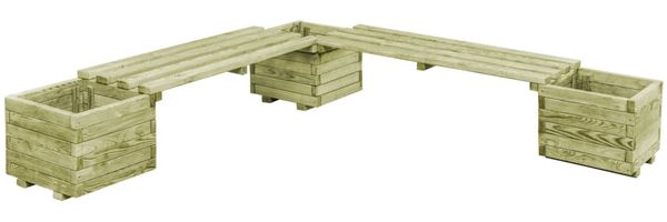 vidaXL Gartenbank mit Pflanzgefäßen Kiefernholz Imprägniert 44948