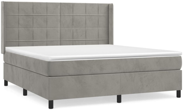 vidaXL Boxspringbett mit Matratze Hellgrau 180x200 cm Samt 3132693