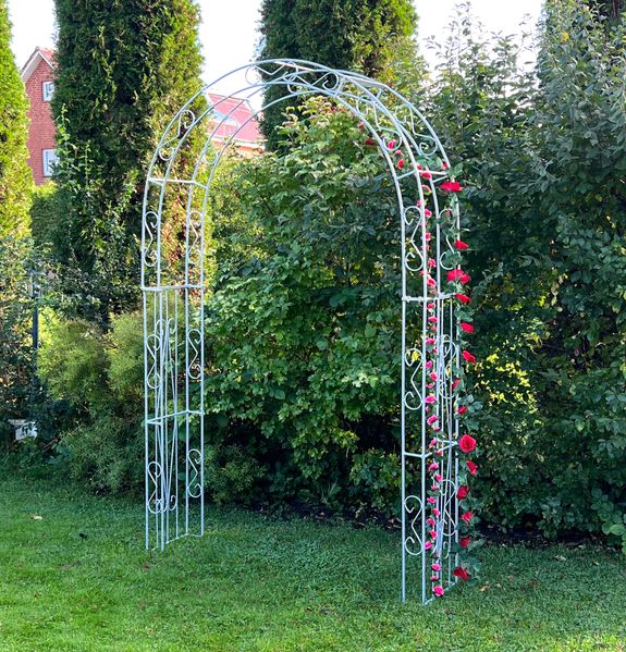DanDiBo Rosenbogen Metall Verzinkt Massiv 140 cm Torbogen 96522 Wetterfest Rundbogen Volleisen Rankhilfe Gartenbogen Feuerverzinkt