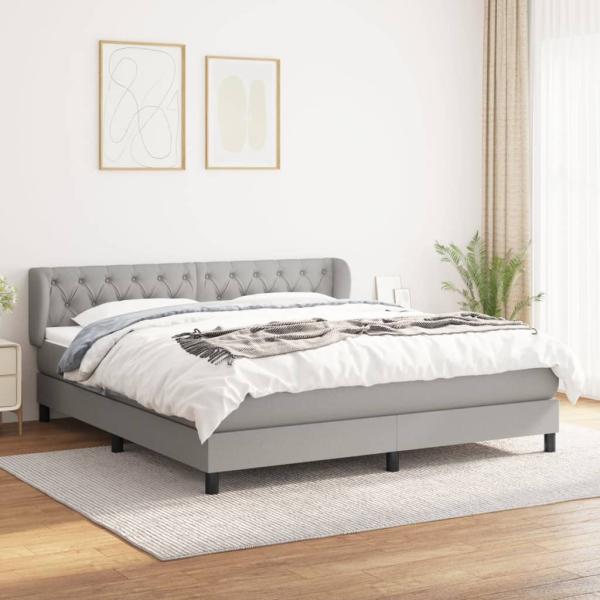 vidaXL Boxspringbett mit Matratze Hellgrau 160x200 cm Stoff 3126493