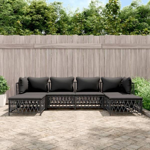 vidaXL 6-tlg. Garten-Lounge-Set mit Kissen Anthrazit Stahl 3186901