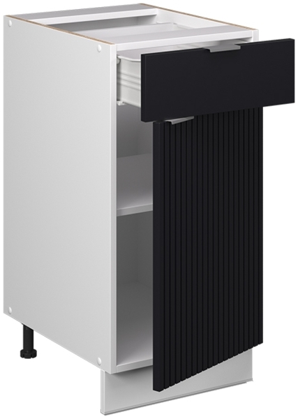 Küchenunterschrank Fame-Line Schwarz gestreift 40 cm , AP Marmor Vicco Bild 4