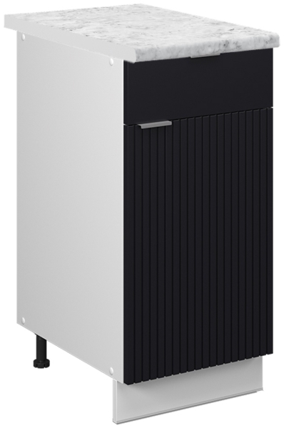 Küchenunterschrank Fame-Line Schwarz gestreift 40 cm , AP Marmor Vicco Bild 1