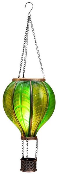 Coen Bakker LED Solarleuchte Hot Air Balloon, LED, amberfarben, Hängeleuchte Heißluftballon grün 24 LED 19x35cm