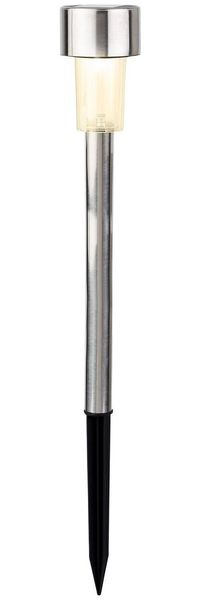 Lumineo LED Solarleuchte, Dauerlicht, warmweiß, LED Solarleuchte Gartenstecker 24cm Edelstahl Dauerbetrieb 6h warmweiß