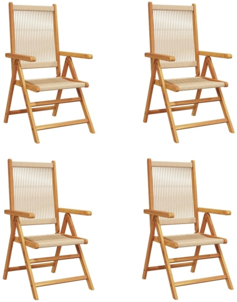 vidaXL Gartenstuhl Verstellbar 4 Stk. Beige Massivholz Akazie 3214535