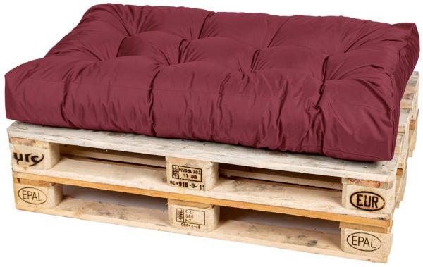 TexDeko® Garden halbes Palettenkissen 60 x 80 x 18 cm wasserabweisend UV - beständig Premium Sitzkissen gesteppt Palettenauflage für Europaletten Palettenmöbel Palettenpolster (Bordeaux)