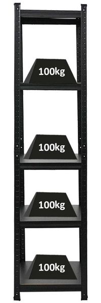PROREGAL® Schwerlastregal Wohnregal Designregal Series RAGNAR Fachlast 100kg, Kellerregal Steckregal Garagenregal Wohnregal Schwarzes Gestell
