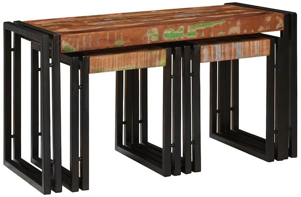 vidaXL Nestingtisch 3 pcs Massives Recyclingholz und Metall 4104732