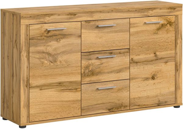 xonox. home Wohnen Jam X8BM9T01 Sideboard Schrank Lowboard Wohnzimmerschrank in Wotan Eiche Melamin, ca. B/H/T: 125 x 80 x 35 cm