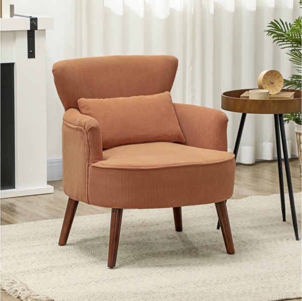 HOMCOM Sessel Loungesessel mit Armlehnen (Relaxsessel, 1-St, Polstersessel), für Wohnzimmer, Schlafzimmer, Orange