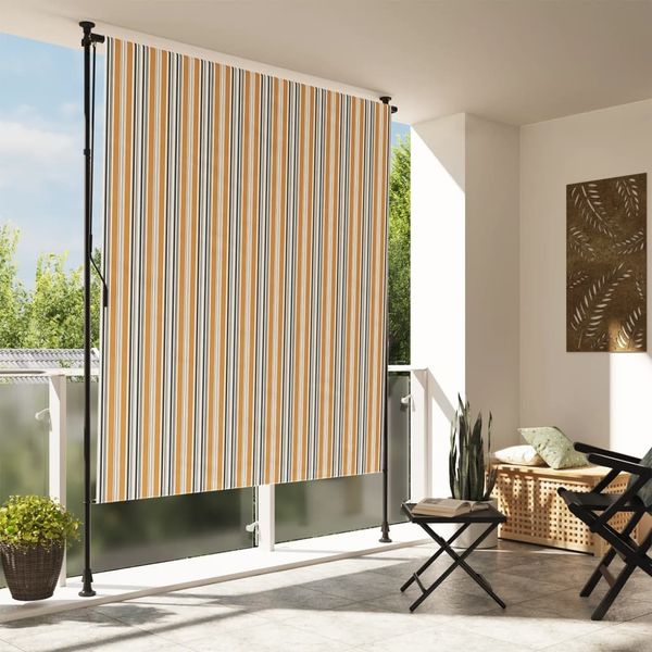 vidaXL Außenrollo Gelb und Weiß 150x270 cm Stoff und Stahl 368774