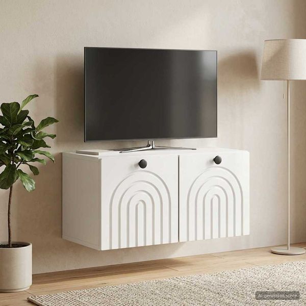 vidaXL Wandmontierter TV-Schrank Hochglanz Weiß 59,5 x 31 x 30 cm 898199