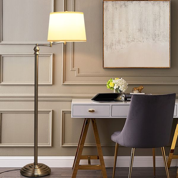 Stehlampe Standleuchte mit Basis & Lampenschirm zum Lesen 35,5 x 152 cm Beige