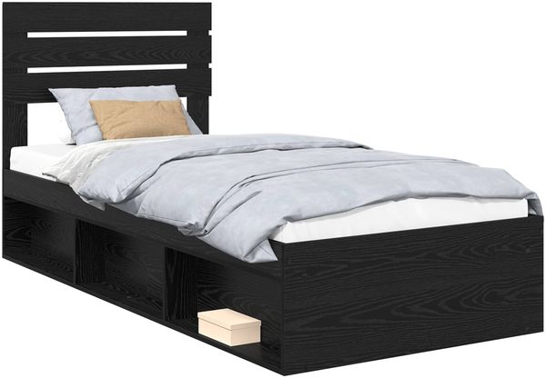 vidaXL Bettrahmen Schwarz 100 x 200 cm Massives Kiefernholz 3411448 Bild 2