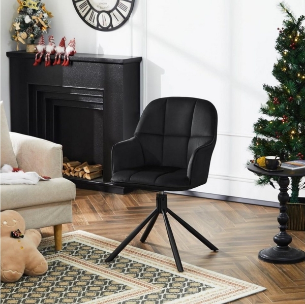 EUGAD Esszimmersessel (1-St), drehbar, mit Armlehnen Rückenlehne, Metallbeine, Samt Bild 3