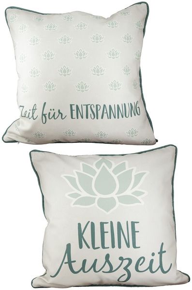 Kissen Lotus creme/ Rückseite hellgrün