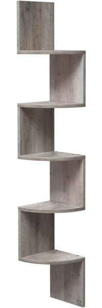 Vasagle Eckregal mit 5 Ebenen, Spanplatte greige, 20 x 20 x 127,5 cm