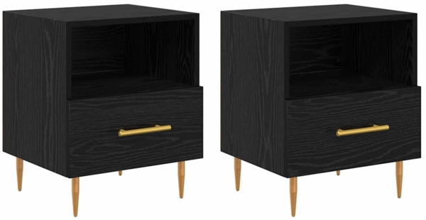 vidaXL Nachttisch 2 pcs Schwarz 40 x 35 x 47,5 cm Holzwerkstoff 882080