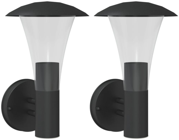 vidaXL Außenwandleuchten 2 Stk. Schwarz Edelstahl 4006241
