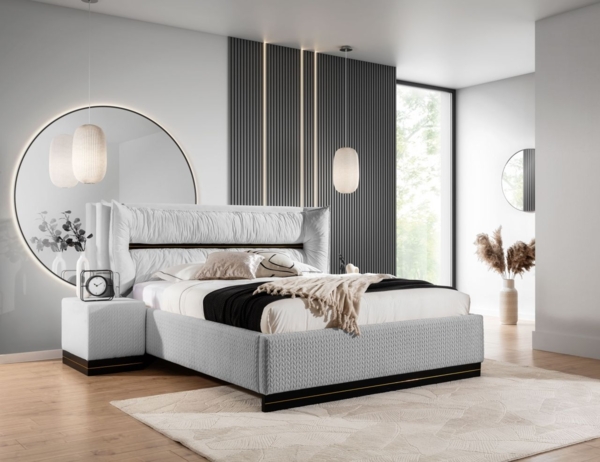 Polsterbett Doppelbett Set. 4 HAMILTON 160x200cm Stoff Magic Velvet Hellgrau