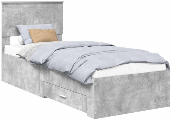 vidaXL Bettrahmen Beton Grau und Silber 75x190 cm Holzwerkstoff 3410961