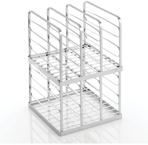 mDesign Clutch Organizer Ablage Aufbewahrung 2er Set stapelbar Metall Silber