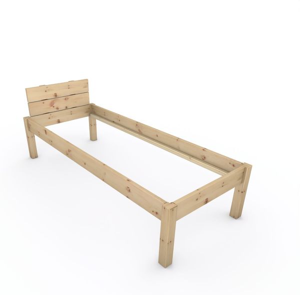 Pfostenbett "metallarm" Zirbe Holzbett "Daybett" 80 x 210cm 48cm Einzelbett