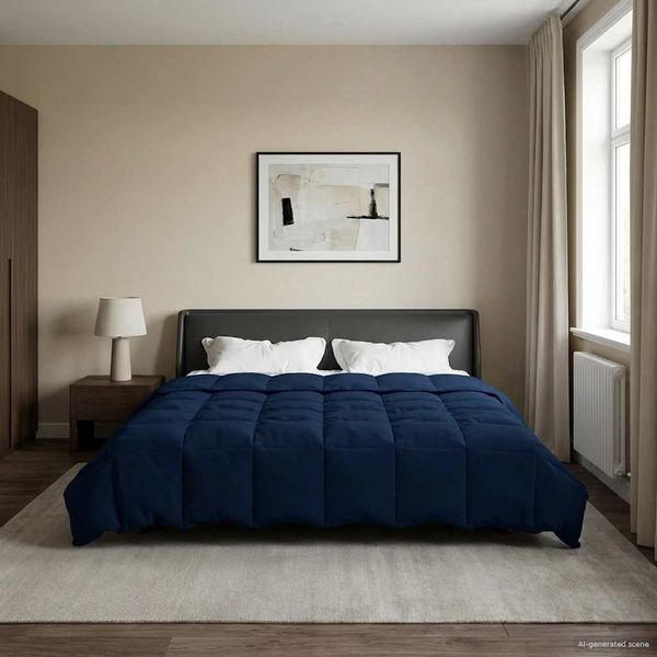 vidaXL Sommerdecke Gepolstert Dunkelblau 200 x 220 cm Mikrofaser 42025973