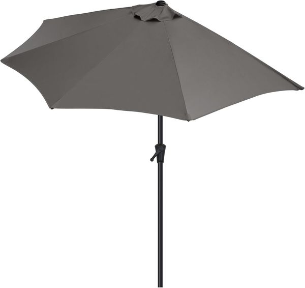 Sekey Sonnenschirm Halbrund, Terrassenschirm mit Kurbel, UV50+ Schutz, Halbrundschirm für Balkon, Beigegrau, Ø 270 x 230 cm