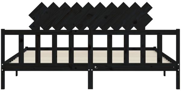 vidaXL Massivholzbett mit Kopfteil Schwarz 200x200 cm 3193490 Bild 6