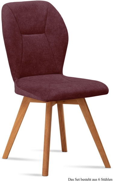 Esszimmerstuhl (6er-Set) Donia 51 x 92 x 60 Eiche geölt/Marsala