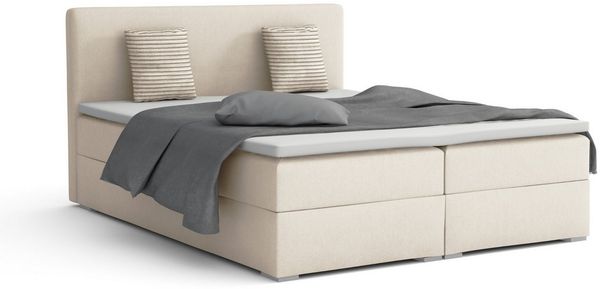 Deine Möbel 24 Boxspringbett BELLO Boxspring Komplettbett Polsterbett Bonellfederkernmatratzen (Beige Creme Grau Dunkelgrau Graphit Anthrazit Schwarz, 3-St, Boxbett Velours Samt 140x200 160x200 180x200 200x200), inkl. Bettkasten Topper Matratzen H3 H4