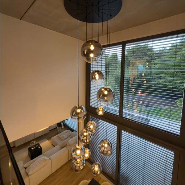 s.luce Orb Glaskugel Hängeleuchte Schwarz, Rauch Ø 50cm Bild 13