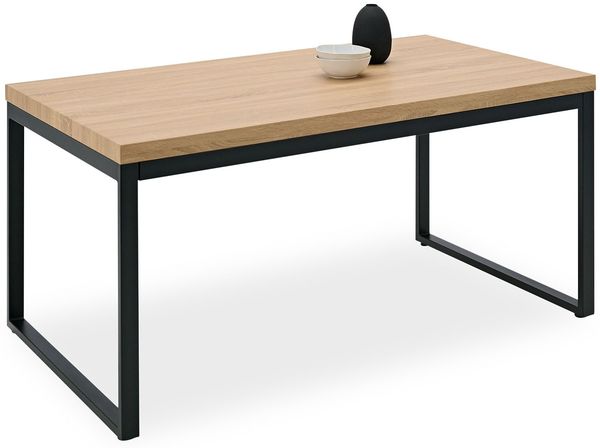 Esstisch 160x90 cm Wohnzimmertisch Holz Eiche Metall Schwarz Küchentisch Bürotisch Schreibtisch Tisch