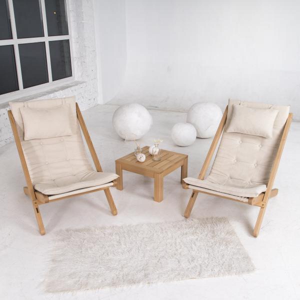 Marior HOME 'ALLEGRO' Liegestuhl mit weichem Sitzpolster, Unbehandelt, Braun Bild 3