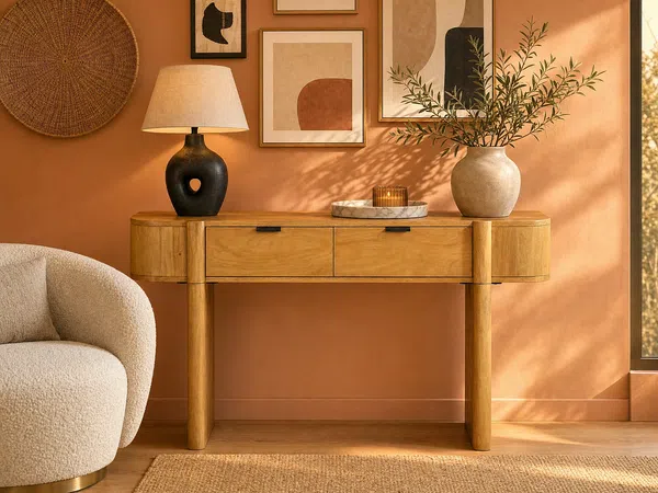 Vente-unique - MELYRAN Büromöbel Holz, Platte Beige - B 40 cm x H 76,5 cm x L 120 cm