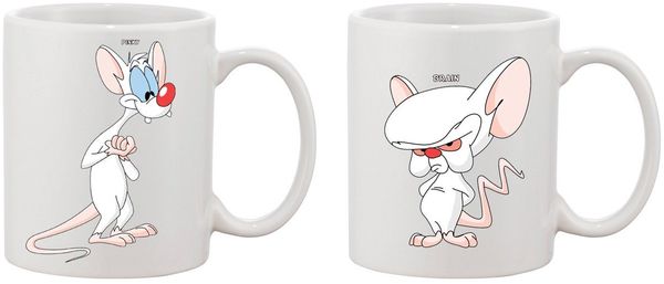 Blondie & Brownie Tasse Pinky Brain Weltherrschaft im SET Friends Paar, Keramik